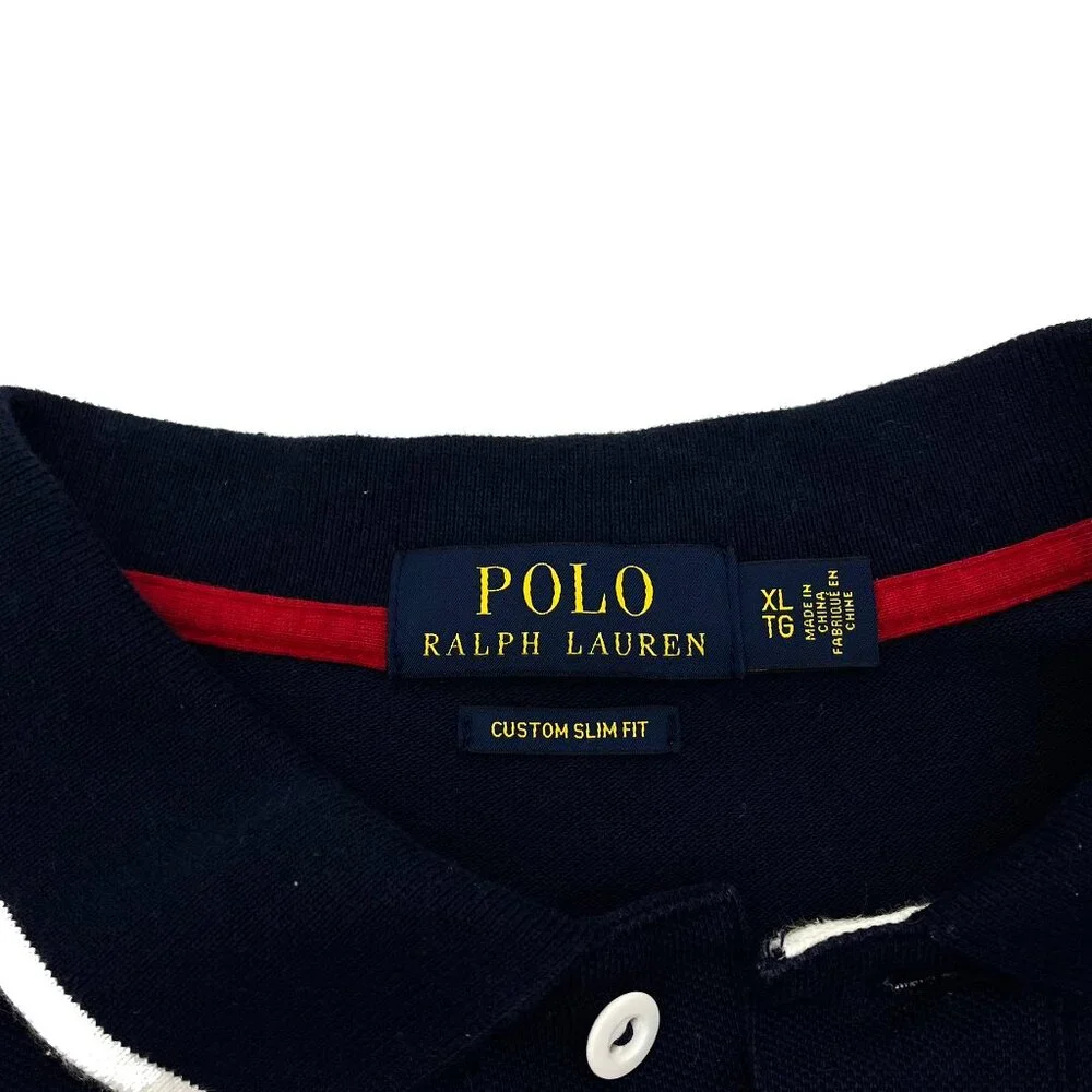 Ralph Lauren USA Big Pony Polo Shirt Custom Slim Fit Mens XL X-Large